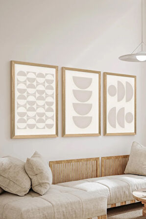 3 Parça Ahşap Çerçeve Görünümlü MDF Poster Tablo Seti - Set 31