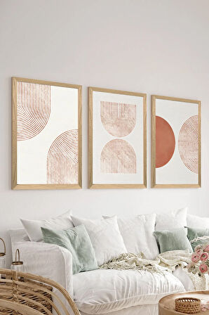 3 Parça Ahşap Çerçeve Görünümlü MDF Poster Tablo Seti - Set 20