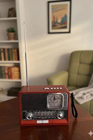 Blackbird Kahverengi Ktf-1647 Nostaljik Ahşap Görünümlü FM Radyo | USB/TF Kart MP3 El Feneri