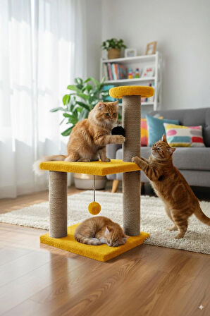 Catoys Katlı Yavru Kedi Tırmalama Tahtası Sarı