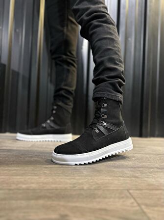 Knack Erkek Spor Bot B12 Siyah Süet (Beyaz Taban)