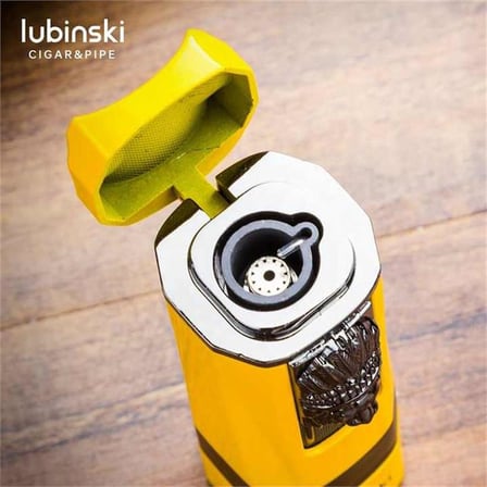Lubinski Lion Sehpalı Delicili Tek Torch Puro Çakmağı Sarı LB-153