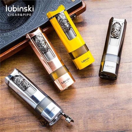 Lubinski Lion Sehpalı Delicili Tek Torch Puro Çakmağı Sarı LB-153