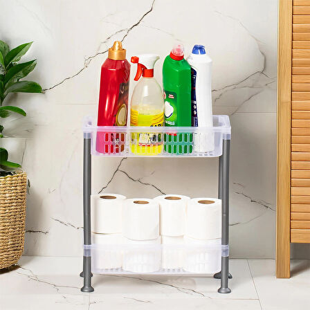 Porsima 5157 2 Katlı Raf - Çok Amaçlı 2 Katlı Evye Altı Düzenleyici Dolap Içi Tezgah Altı Organizer