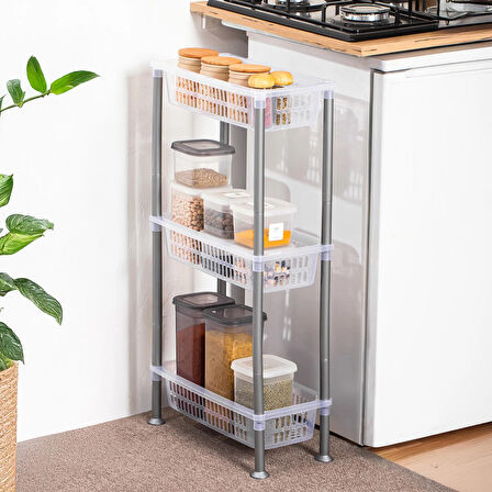 Porsima 5197 3 Katlı Raf - Çok Amaçlı 3 Katlı Evye Altı Düzenleyici Dolap Içi Tezgah Altı Organizer