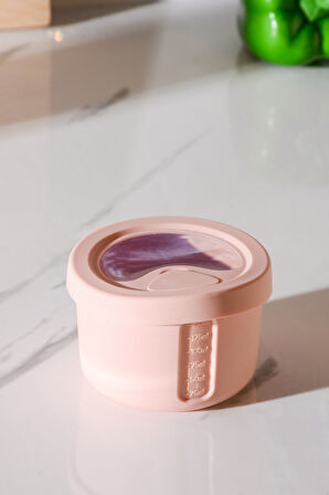 Pastel Hava Sızdırmaz Yuvarlak Silikon Saklama Kabı 150 ml | Pembe
