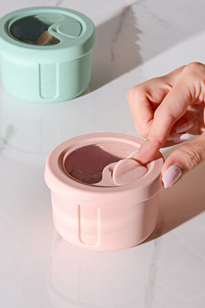 Pastel Hava Sızdırmaz Yuvarlak Silikon Saklama Kabı 150 ml | Pembe