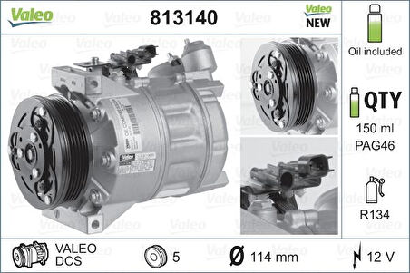Volvo Klima Kompresor Volvo Xc60 2008> S80 II (124) 2.5 T 10>12 V70 III (135) D3 07>15 Xc60 I Suv (156) D5 - Valeo 813140