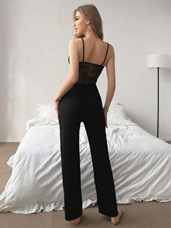 Tül Detaylı Askılı Pijama Takımı UltraSoft Örme NZMR