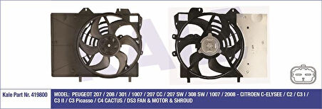 Psa Fan Motoru (320w) P207 P208 P2008 P301 C2 C3 C3 II C3 III C3 Picasso C4 Cactus C Elysee Ds3 Ep6 1,6 - Kale 419800