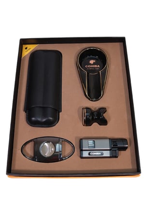 Cohiba 3 Torch Pürmüz Çakmak Kılıf Küllük Kesici Sehpa Siyah Beşli Puro Seti TR10031