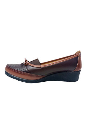 Dinçoflaz 005-048 Deri Fashion Kadın Ayakkabı Taba Kahverengi
