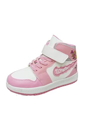 Callion 048 Deri Sneakers Kız Çocuk Spor Ayakkabı 31-35 Beyaz Pembe