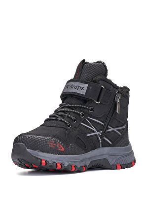 Ndrops 10 Outdoor Kürklü Çocuk Spor Bot Siyah Kırmızı