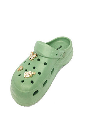 Akınal E428-24  Medical Sabo Taşlı Kadın Terlik Pastel Yeşil