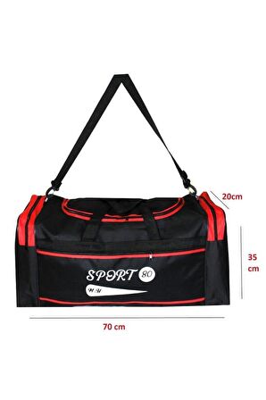 Sport 8334 70cm Kumaş Seyahat Çanta Siyah Kırmızı