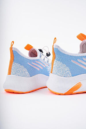 Tutinom 507-24 Triko Sneaker Kız Çocuk Ayakkabı Beyaz Oranj 31-35