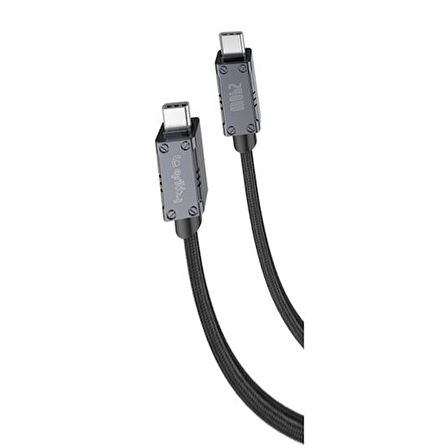 Gritty 240W Akım Korumalı Süper Hızlı Şarj Örgülü Type-C to Type-C Şarj kablosu 200cm Siyah (GL-MAX240)