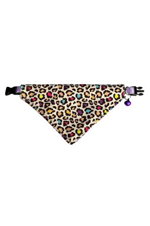 Cocopet Leopar Desenli Ayarlanabilir Fular Bandana Kedi Tasması