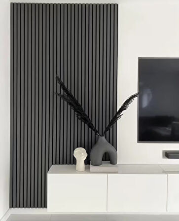 240 CM 12 ADET KENDİNDEN YAPIŞKANLI 8 MM AHŞAP ÇITA - ANTRASİT GRİ