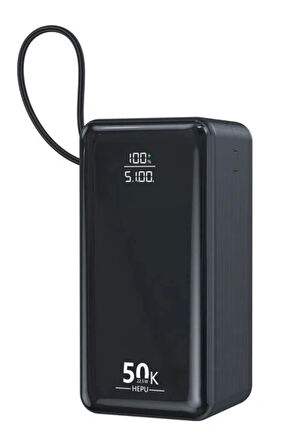 50.000mAh 22.5W Siyah LCD 1xMicro 2xTyp-C 3xUsb Port Taşınabilir Şarj Cihazı Powerbank Hp-255