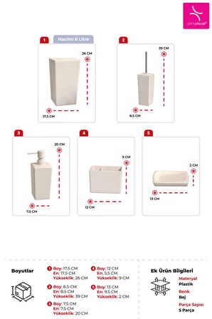 Biga 5 Parça Banyo Seti Bej