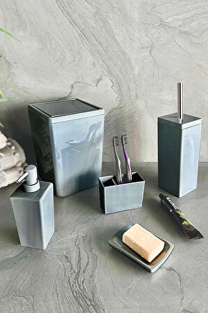 Biga 5 Parça Banyo Seti Gri