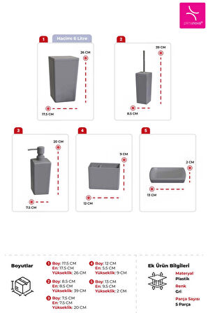 Biga 5 Parça Banyo Seti Gri