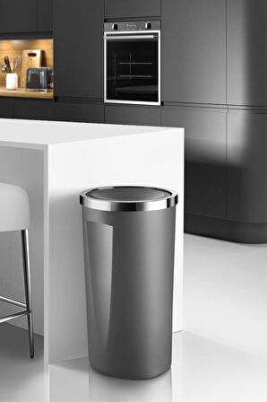 Prima Nova Lenox 35 Lt Döner Kapaklı Mutfak Banyo Ofis Çöp Kovası-gri Teşhir
