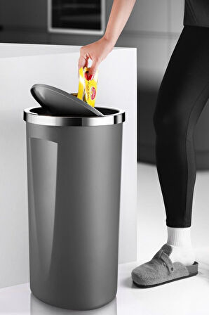 Prima Nova Lenox 35 Lt Döner Kapaklı Mutfak Banyo Ofis Çöp Kovası-gri Teşhir