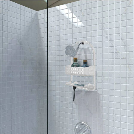 Primanova Ceres Plastik Banyo Duş Rafı Beyaz - Ev M-N48-01