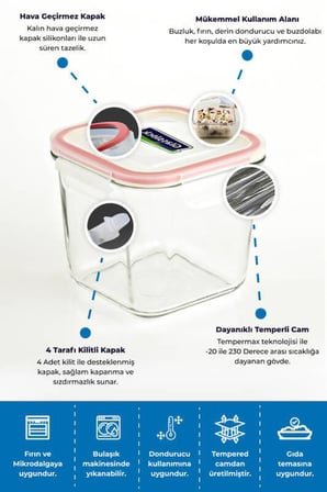 GLASSLOCK KARE CAM SAKLAMA KABI 120 ML