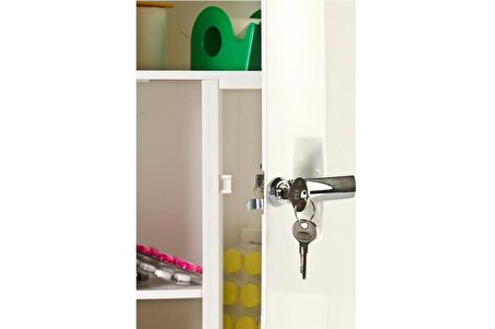 Primanova M-09501 Kilitli Banyo Ecza Dolabı Beyaz