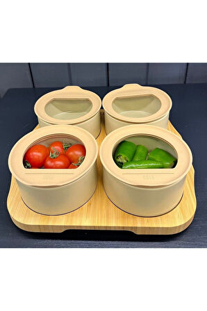 Neoflam Fika One 4'lü Yuvarlak Kahvaltı Seti Bej