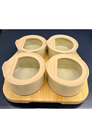 Neoflam Fika One 4'lü Yuvarlak Kahvaltı Seti Bej