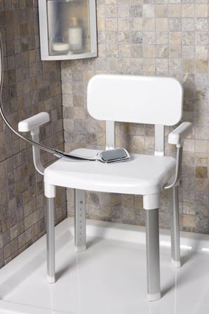 Prima Nova Cappadocia Paslanmaz Alüminyum Sırt ve Kol Destekli Yaşlı Engelli Banyo Sandalyesi (130 KG Kapasite) Teşhir