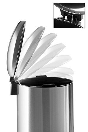 Primanova Çelik Çöp Kovası Bombe Kapak 40 Lt Inox M-E84-30-06
