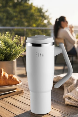 Fika Lumi Döner Kulplu Termos Beyaz 1200 Ml