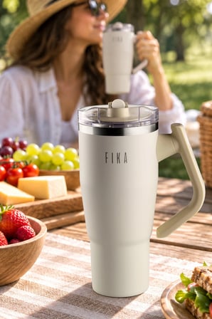 Fika Lumi Döner Kulplu Termos Bej 1200 Ml
