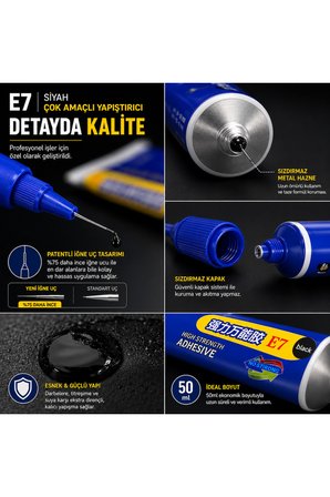 E7 50ml Siyah Yüksek Mukavemetli Çok Amaçlı Telefon Ekranı Ve Çerçeve Tamir Yapıştırıcısı