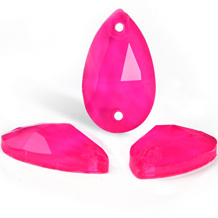 Gymo Premium Delikli Dikme Kristal Taş Teardrop 10.5*18mm N08 Rose Neon (28 Ad)