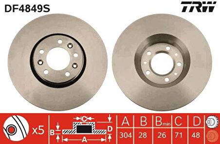 Psa On Fren Disk Aynası C5 III P407 Dw10bted4 (2,0 16v) Expert III Jumpy III Scudo III Havalı 1,6hdi 2,0 - Trw Df4849s
