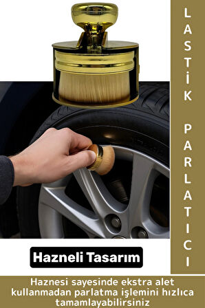 Dayanıklı Uzun Ömürlü Araç Dış Bakım Temizlik Çok Şık Gold Renk Hazneli Oto Lastik Parlatma Fırçası
