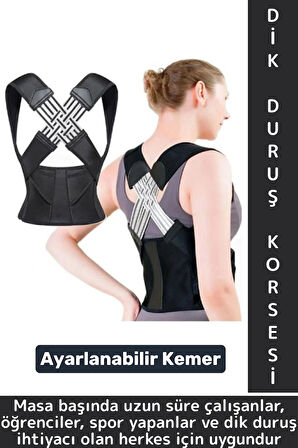 Ofis Masabaşı Öğrenci Spor Sırt Ağrısı Duruş Bozukluğu Postür Ayarlanabilir Kemer Dik Duruş Korsesi