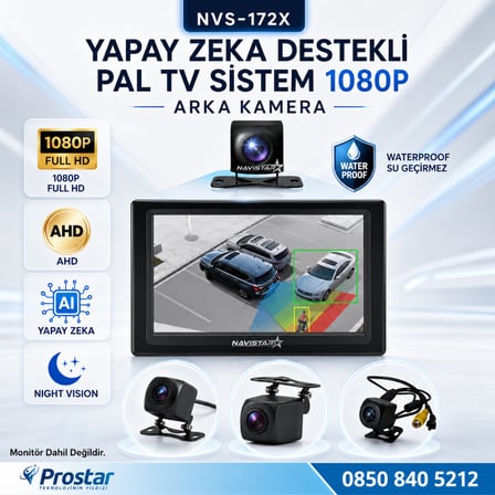 Navistar NVS-172X Yapay Zeka Destekli Arka Kamera AHD 1080p PAL Sesli İkazlı DC 12V