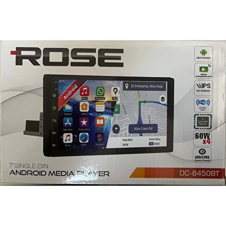 ROSE DC-8450BT- 4RAM 64GB TEK DİN 7" ANDROİD DOUBLE TEYP