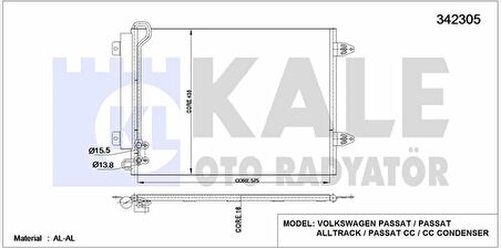 Vag Klima Radyatoru Passat / CC 1.4 1.8 2.0tsi 3.2 3.6fsi 05>16 - Kale 342305