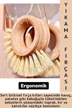 Ergonomik Kolay Tutuş Sert Bitkisel Kıllı Havuç Patates Pancar Turp Sebze Meyve Yıkama Fırçası