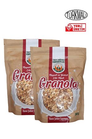 GRANOLA MEYVELİ VE YEMİŞLİ ÇITIR MÜSLİ 300 GR 2 LÜ PAKET TARIM KREDİ