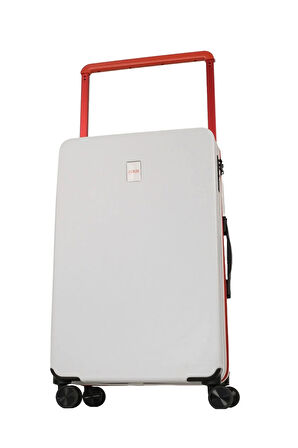 GROUND İthal Unısex Çizgili Trolley Orta Boy Valiz - Beyaz